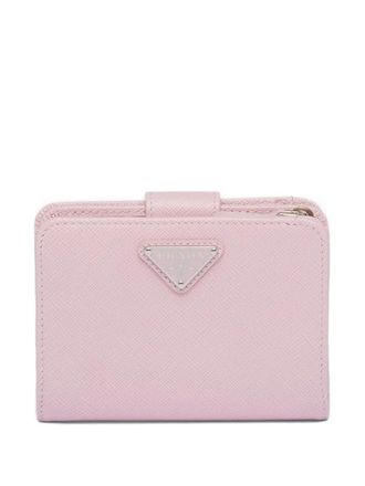 Prada small triangle-logo saffiano leather wallet - Pink