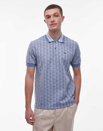 Lacoste Polo azzurra con monogramma-Blu