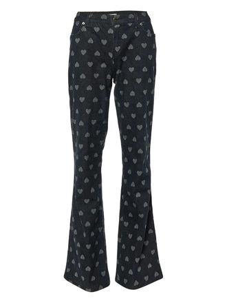 Moschino heart-patterned flared jeans - Blue
