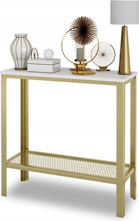 OEM Consola Atornillada Con Estante De Malla Para Pasillo Tipo Loft, Color Dorado Y Blanco Mate