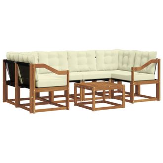 vidaXL Conjunto De Sof&aacute;s De Exterior Con Coj&iacute;n 7 Pcs Natural Y Crema Vidaxl