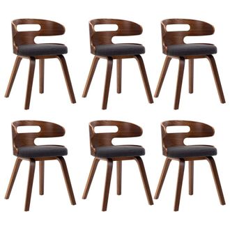 vidaXL Sillas De Comedor 6 Pcs Madera Curva Y Tela Gris Oscuro