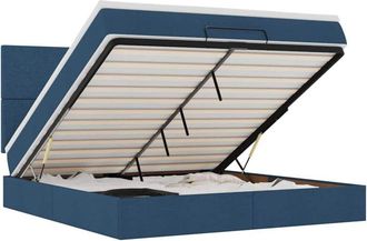 vidaXL Estructura De Cama Otomana Con Colch&oacute;n Tela Azul 180x200cm Vidaxl