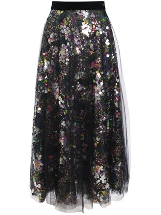 Talbot Runhof Hessa midi skirt - women - Polyester - 38 - Black
