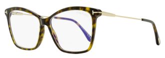 Tom Ford Womens Butterfly Blue Block Eyeglasses TF5687-B 052 Havana/Gold 56mm