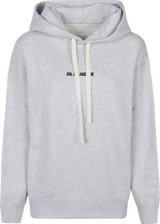Jil Sander Logo Sweatshirt - Dames - Hoodies - Grijs - S - Katoen - Hoodies & sweatvesten
