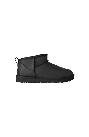 UGG Womens Classic Ultra Mini Leather Boots In Black
