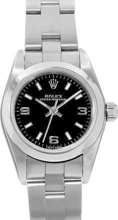 Rolex Pre-owned Rolex Oyster Perpetual 24 Automatic Chronometer Black Dial Ladies Watch 76080 BKSO