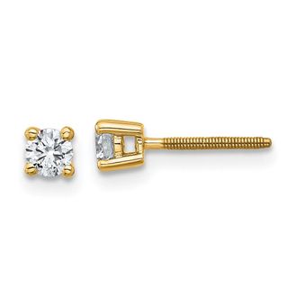 Diamond2Deal 14k Yellow Gold 1/4 ct Round Lab Grown Diamond Stud Earrings Screw Back VS Clarity, G-H Color