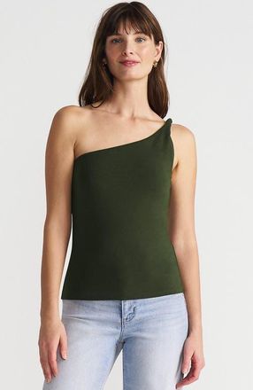 Lands End Slender One Shoulder Top in Dark Cilantro Green at Nordstrom, Size X-Small