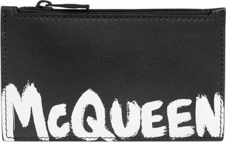 Alexander McQueen Kaarthouder met logo - Heren - Portefeuilles - Zwart - ONE Size - Leer - Accessoires