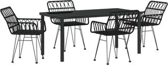 vidaXL Garden Dining Set 5 pcs Black Poly rattan vidaXL