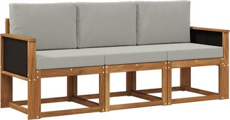 vidaXL Conjunto De Sof&aacute;s De Exterior 3 Uds. Natural Y Gris Claro Vidaxl