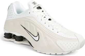 Nike Shox R4 Sneaker in Summit White/Black/Brown at Nordstrom, Size 11.5