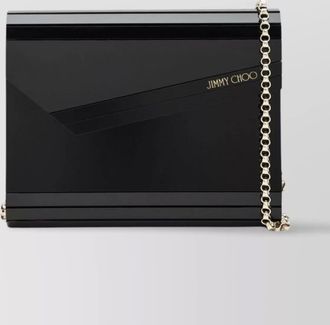 Jimmy Choo London glossy chain strap rectangular clutch bag