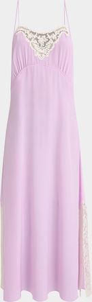 Chloé Lace-Trim Silk Midi Slip Dress