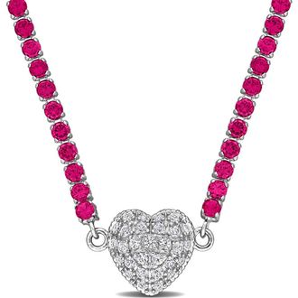 Delmar Lab Created White Sapphire Heart Necklace in Ruby at Nordstrom Rack