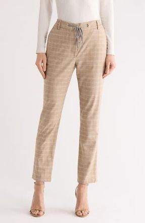 Eleventy Glen Plaid Drawstring Trousers in Beige Plaid at Nordstrom Rack
