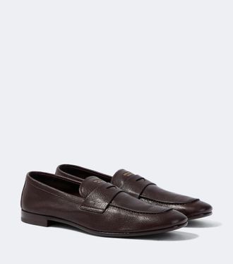 Prada Logo leather penny loafers