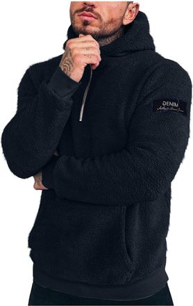 Generic Mens Sherpa Fleece Hoodies UK Lightweight 1/2 Zip Fleece Pullover Winter Warm Sweatshirts Fuzzy Casual Pullover Long Sleeve Jumpers Teddy Fleece Jacke