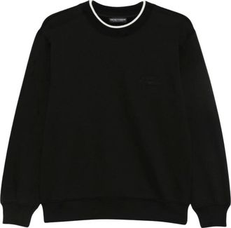Emporio Armani Sweatshirt met ronde hals en geborduurd logo - Dames - Sweatshirts & Hoodies - Zwart - Maat: S Katoen