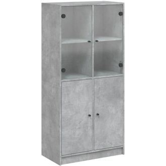 vidaXL Vidaxl - Aparador Alto Con Puertas Madera Gris Hormig&oacute;n 68x37x142 Cm
