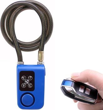 No Brand Candado Antirrobo Impermeable Para Bicicletas Con Alarma, Control Remoto Inal&aacute;mbrico, Sistema Inteligente Sin Llave Y Cable De 84 Cm Para Bicicletas, 