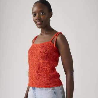 Levi's Abbey Tie Shoulder Sweater Tank Top - Womens - XS - Red