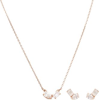 Swarovski Mesmera Pear Cut Rose Gold-Tone Plated Set