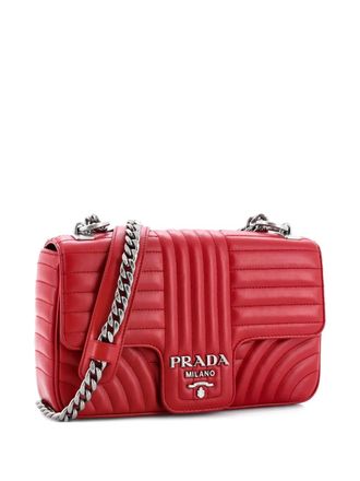 Prada Chain Flap Shoulder Bag Diagramme Quilted Leather Medium crossbody bag - Rood