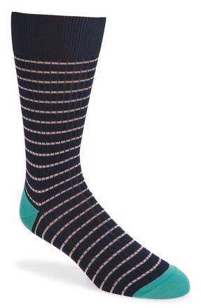 Pantherella Downe Stripe Dress Socks in Navy at Nordstrom, Size Medium