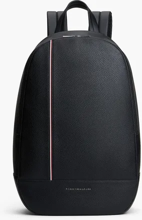 Tommy Hilfiger Mens Signature Stripe Pebbled Backpack - Black
