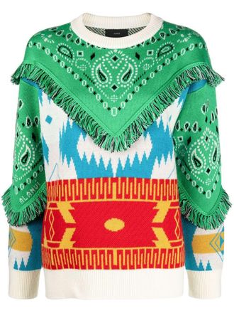 Alanui Icon Bandana fringed jumper - Green
