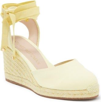 Stuart Weitzman Marguerita Espadrille Wedge in Pale Yellow at Nordstrom, Size 6.5