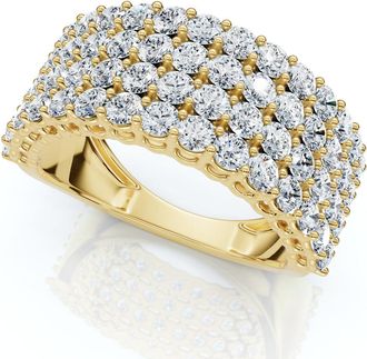 Pompeii3 3Ct Diamond Wide Four Row Anniversary Ring Gold Lab Grown