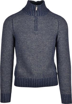 K-Way Trui met ritskraag - Heren - Coltruien - Blauw - S - Wol - Truien & Vesten