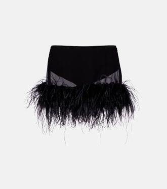 The Attico Sheer feather-trimmed miniskirt