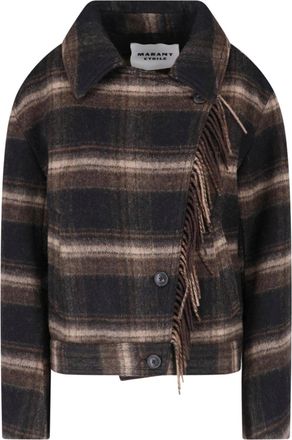 Isabel Marant Cropped Plaid Jacket with Fringe Detail and Classic Collar