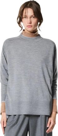 Nenette Rondgebreide trui - Dames - Ronde hals truien - Grijs - XS - Wol - Truien & Vesten