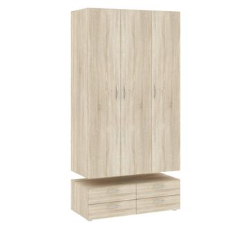 Dmora Dmora - Armario 3 Puertas Randazzo, Muebles De Dormitorio, Vestidor, Armario De Ropa, 111x52 H214 Cm, Roble