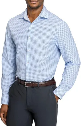 W.R.K Cross Diamond Performance Dress Shirt in White/blue at Nordstrom, Size 17.5