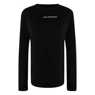 Love Moschino Unisex Sweatshirt met lange mouwen en klein logo voor volwassenen (Zwart)
