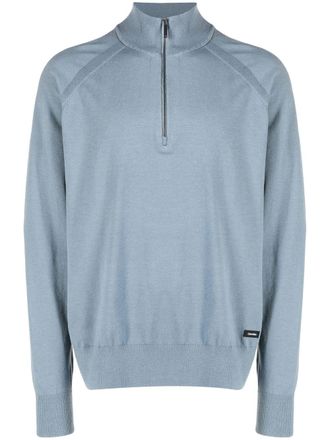 Calvin Klein lyocell-blend quarter-zip jumper - Blue