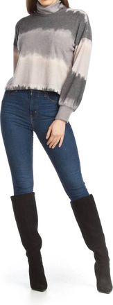 Papillon Tie Dye Stripe Turtleneck Sweater In Grey