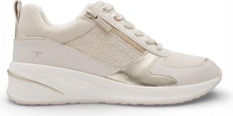 Tamaris Womens White Gold Platform Trainers Sneaker Zip Lace-Up Running Shoes