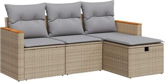 vidaXL Juego De Sof&aacute;s Jard&iacute;n Con Cojines 4 Pzas Rat&aacute;n Sint&eacute;tico Beige Vidaxl