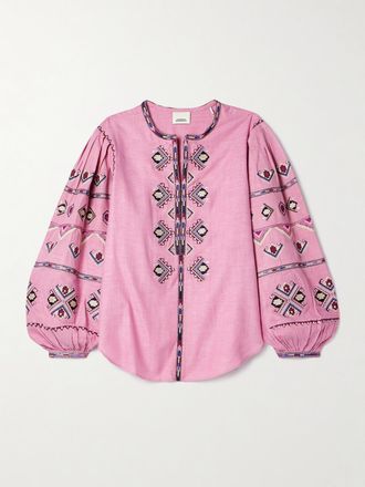 Isabel Marant Blusa In Garza Di Seta Con Decorazioni Zielle - Rosa