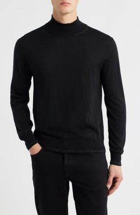 Canali Mock Neck Wool & Silk Blend Sweater in Black at Nordstrom Rack, Size 44 Us / 56 Eu Regular