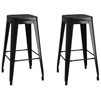 vidaXL Vidaxl - Taburetes De Bar Apilables 2 Unidades De Metal Negro