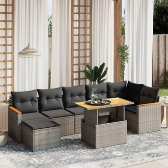 vidaXL Vidaxl - Set De Sof&aacute;s De Jard&iacute;n 8 Pzas Y Cojines Rat&aacute;n Sint&eacute;tico Gris